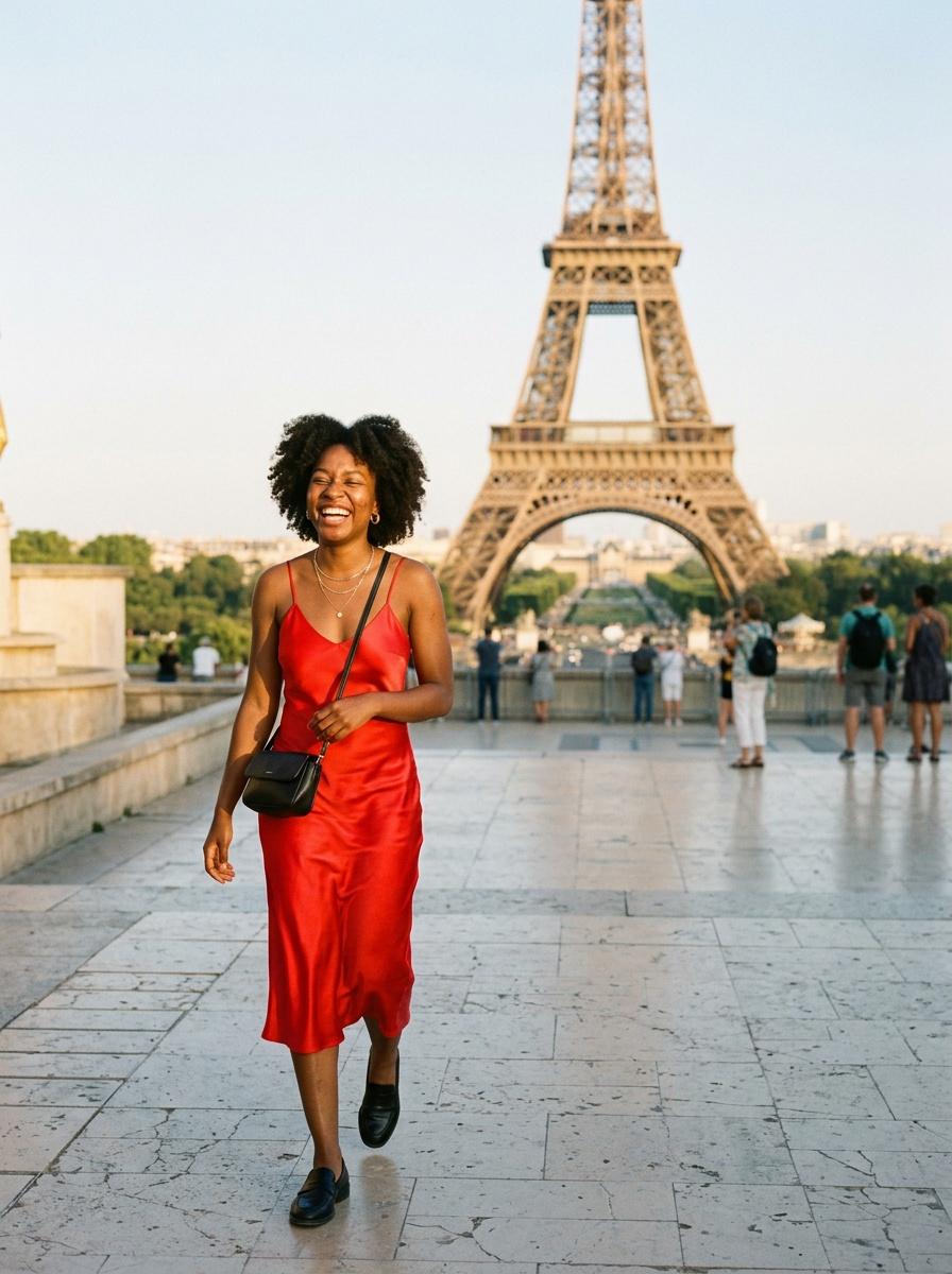 Try-on sample at the Eiffel Tower, Trocadéro Plaza